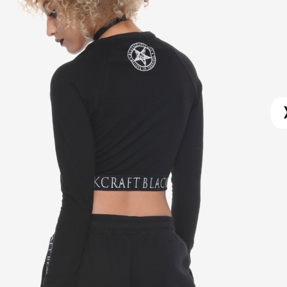 🔮 Blackcraft Baphomet Long Sleeve Crop Top - Picture 2 of 3